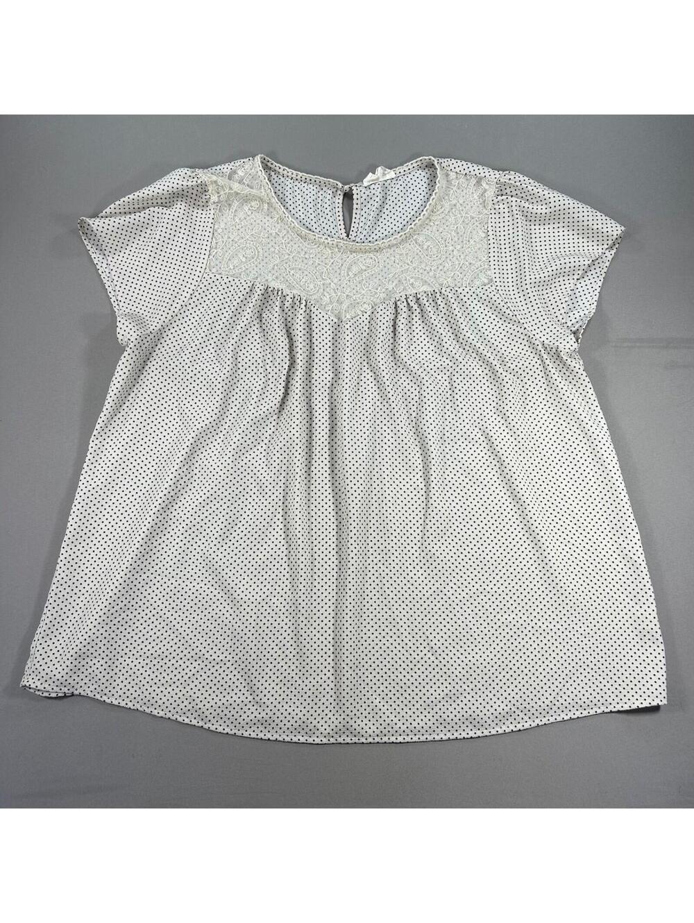 Perch By Blu Pepper Pullover Blouse 3XL Cream Peasant Top BOHO Shirt Lace